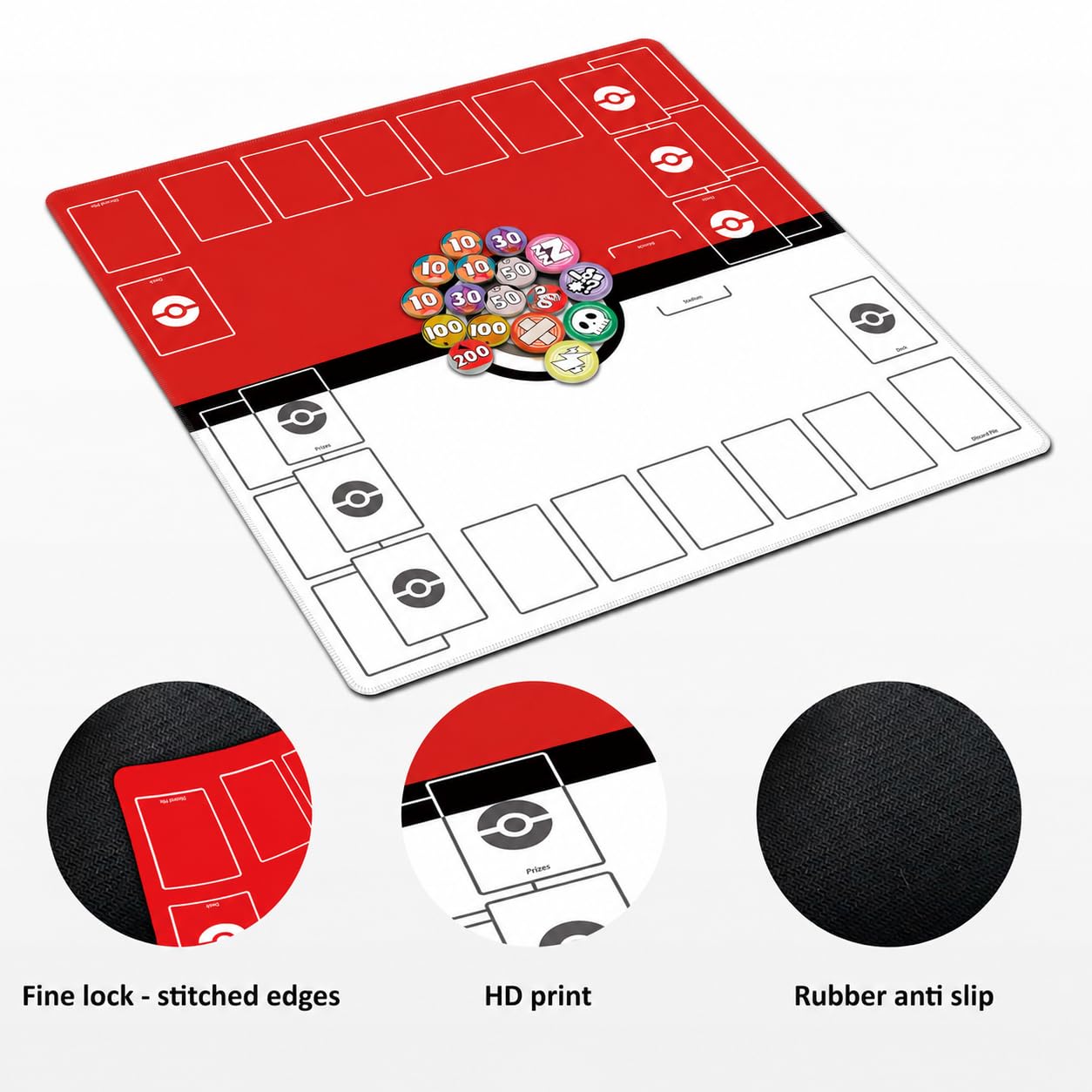 Playmat for Trading Card Game – 2-Player Trainer Mat with 31 Damage Counters and Professional Storage Bag