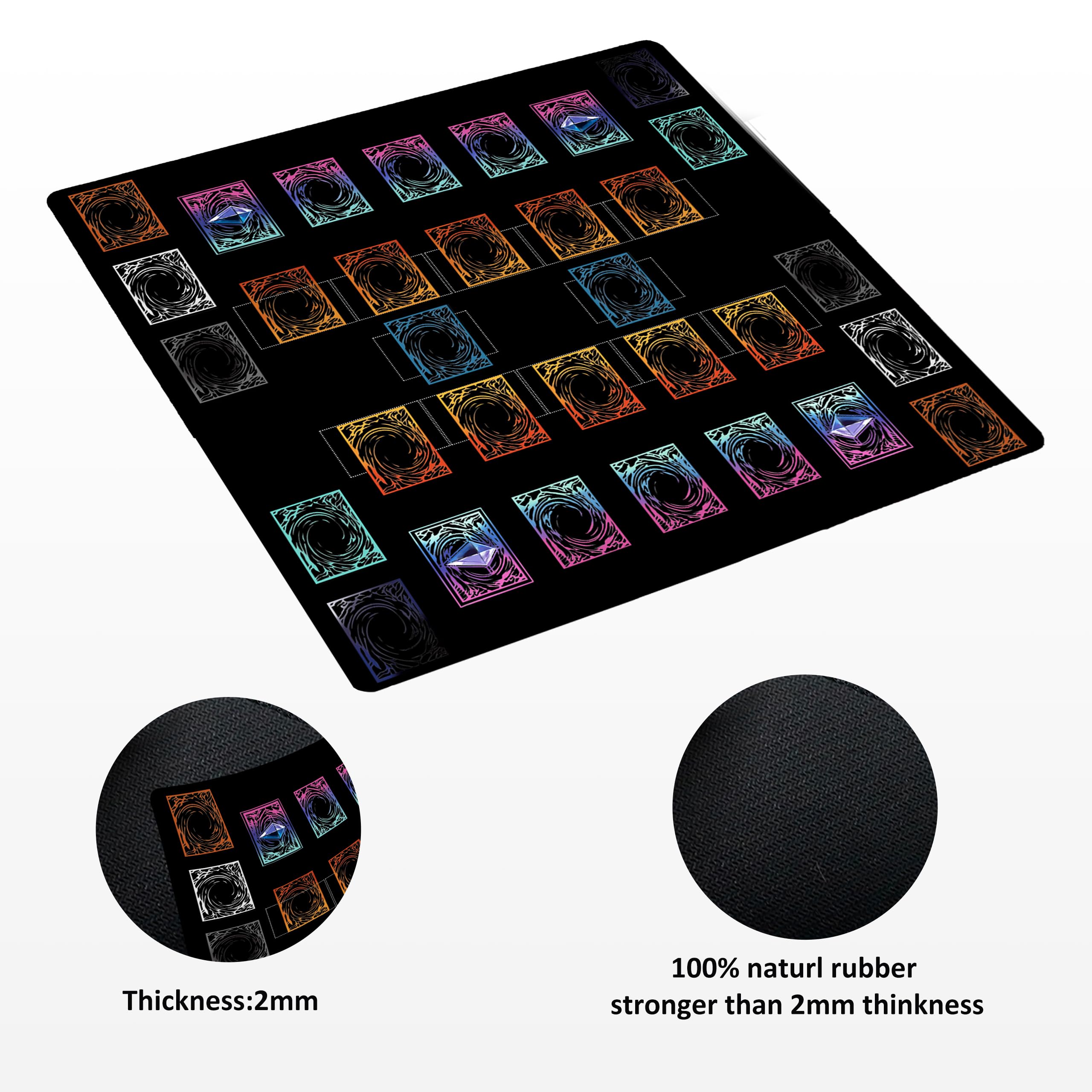 Stitched for Yugioh Playmat, 2-Player,Free Counters*2 & Storage Bag Master Rule Duel Field Zones, Large Card Game Mat, Original Art Designs & Accessories (Basic)